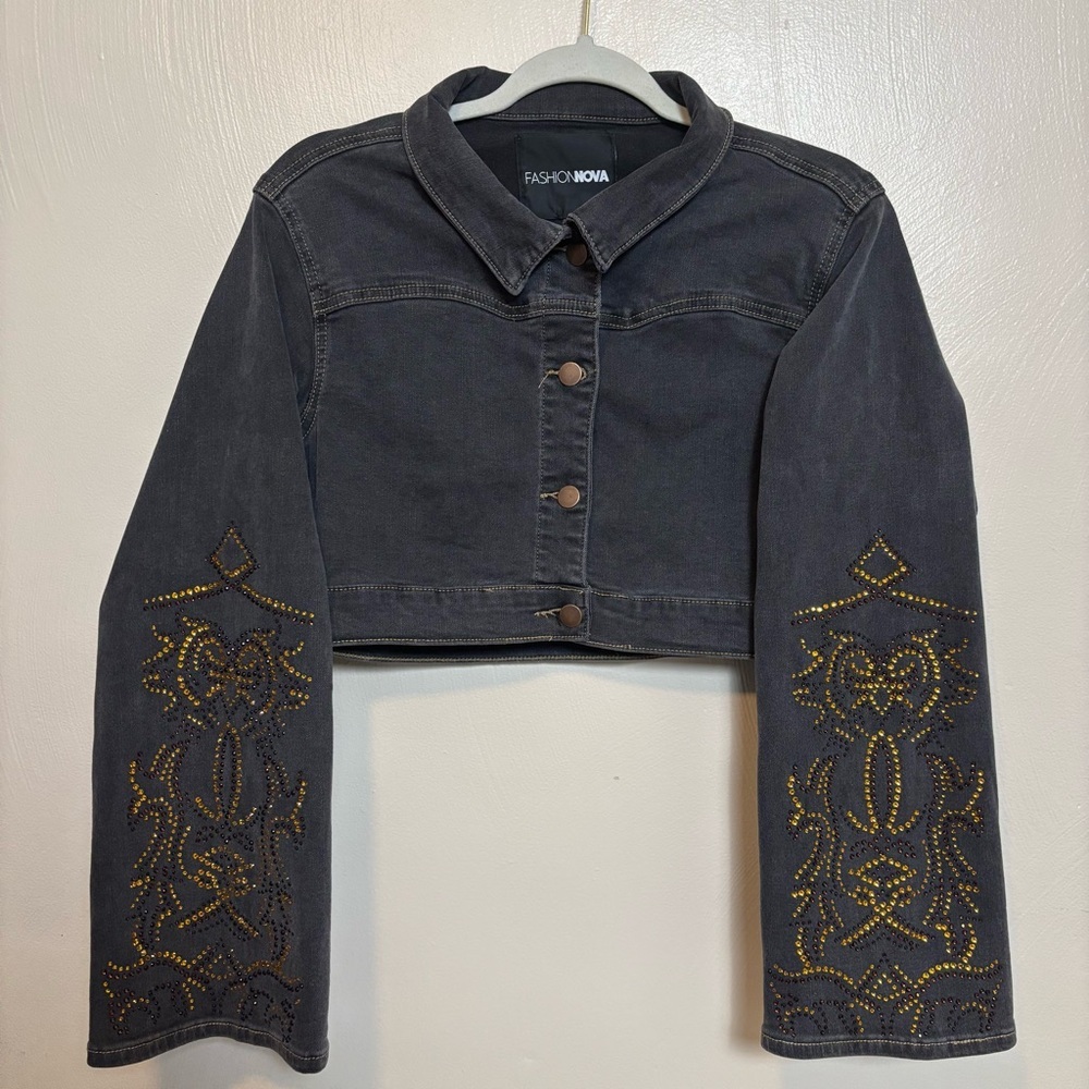 Fashion Nova Women's Lone Ranger Set Jacket Flare Denim Embellished Size S